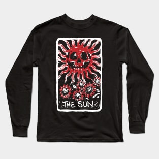 The Sun Blood Red Skeleton Skull Tarot Card Long Sleeve T-Shirt